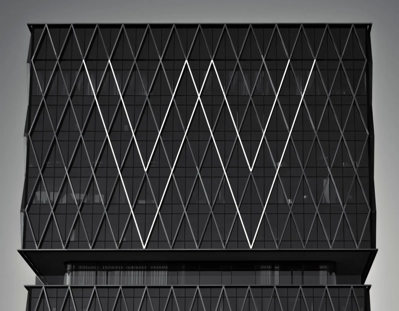 Facade sombre a resille geometrique